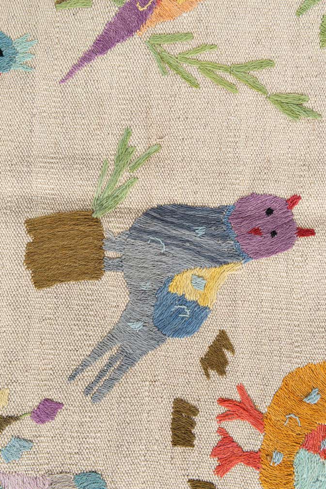 4' 2 x 5' 5 Hand Woven Kilim Suzani Wool Rug