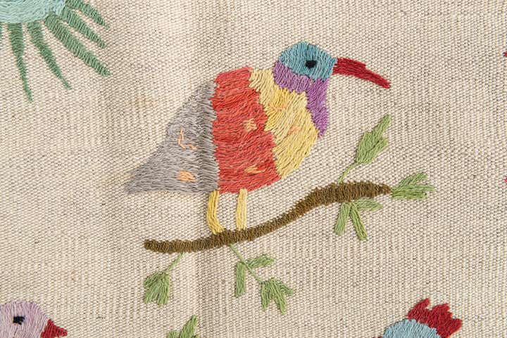 4' 2 x 5' 5 Hand Woven Kilim Suzani Wool Rug