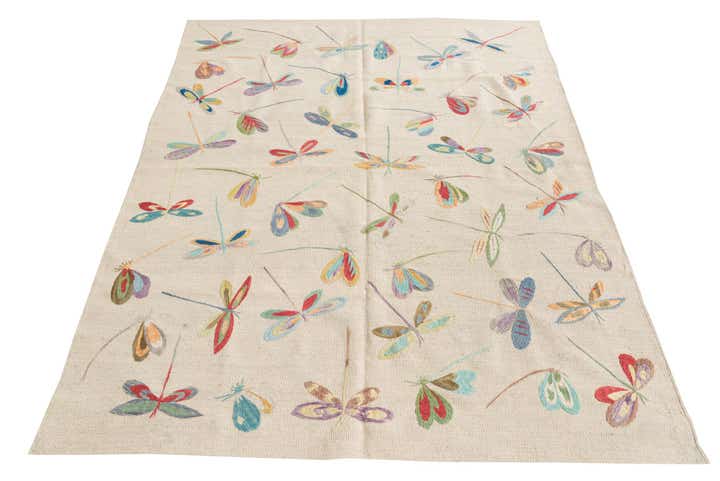 5' 2 x 6' 5 Hand Woven Kilim Suzani Wool Rug