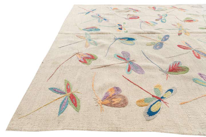 5' 2 x 6' 5 Hand Woven Kilim Suzani Wool Rug