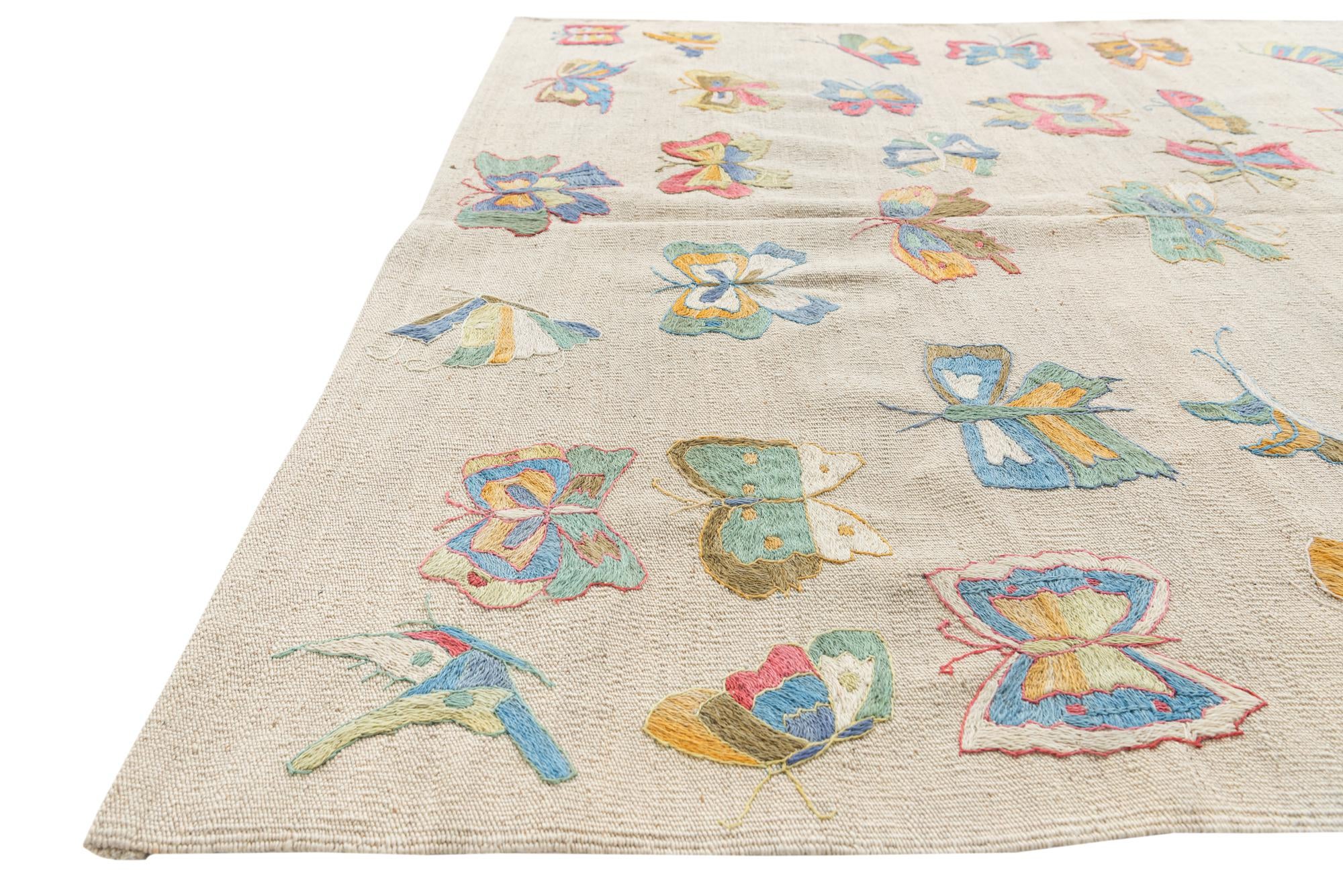5' x 6' 4 Hand Woven Kilim Suzani Wool Rug