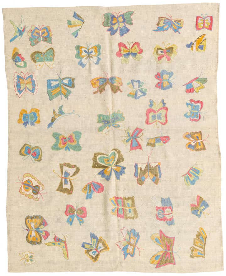 5' x 6' 4 Hand Woven Kilim Suzani Wool Rug