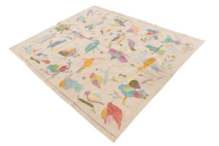 5' 2 x 6' 2 Hand Woven Kilim Suzani Wool Rug