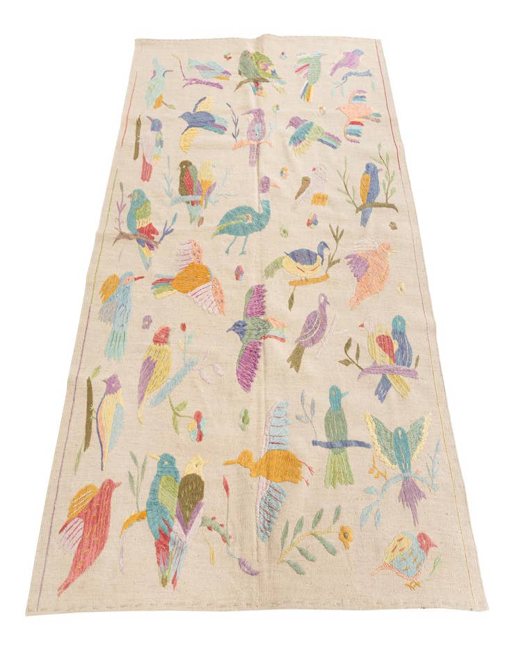 Detail image of 5' 2 x 6' 2  Hand Woven Kilim Suzani Wool Rug