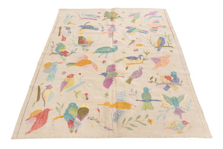 Detail image of 5' 2 x 6' 2 Hand Woven Kilim Suzani Wool Rug