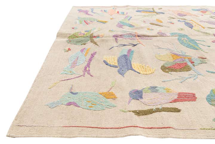 5' 2 x 6' 2 Hand Woven Kilim Suzani Wool Rug