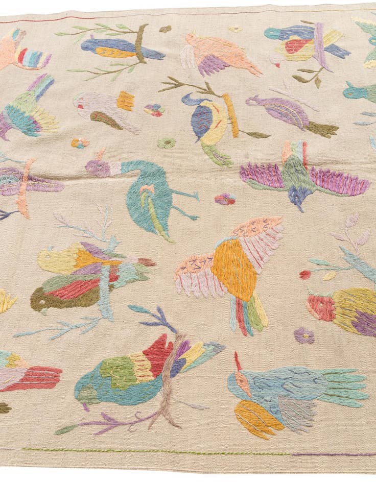 Detail image of 5' 2 x 6' 2  Hand Woven Kilim Suzani Wool Rug