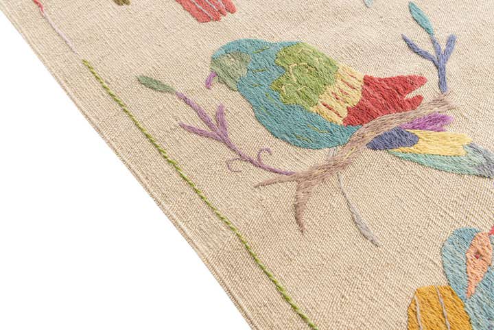 5' 2 x 6' 2 Hand Woven Kilim Suzani Wool Rug