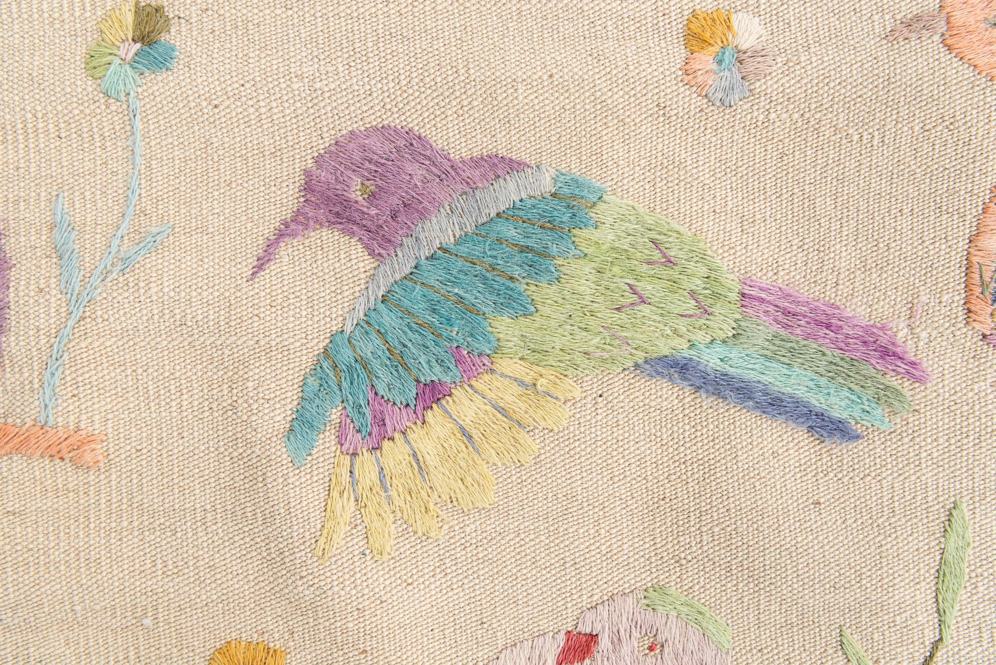 5' 2 x 6' 2 Hand Woven Kilim Suzani Wool Rug