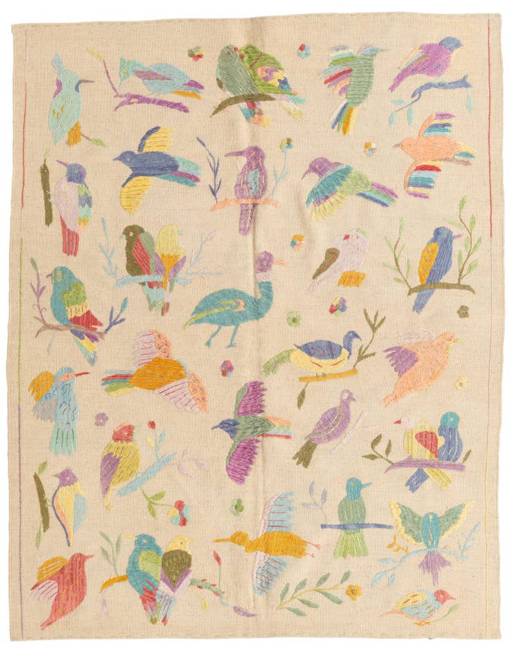 Detail image of 5' 2 x 6' 2 Hand Woven Kilim Suzani Wool Rug