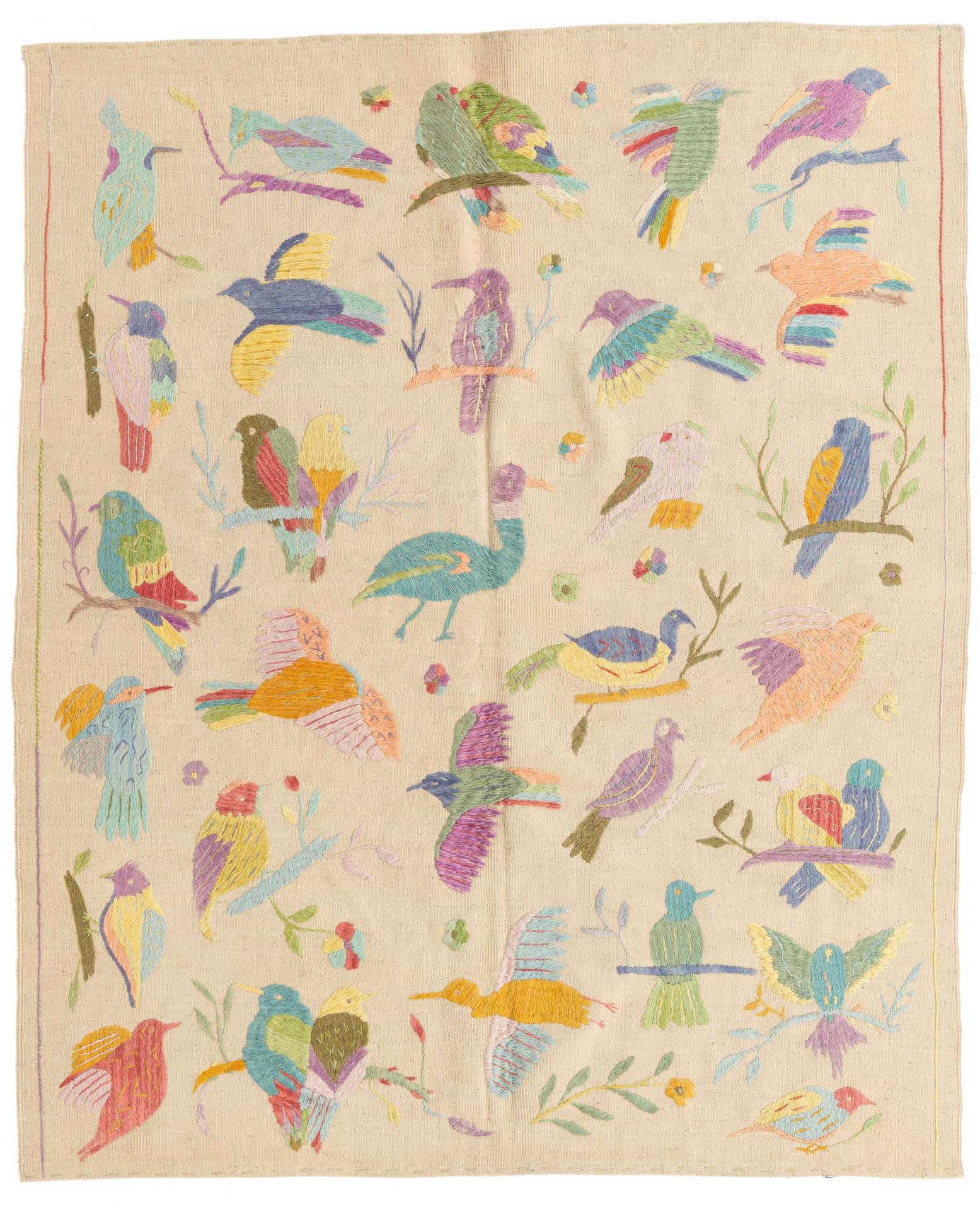 5' 2 x 6' 2 Hand Woven Kilim Suzani Wool Rug