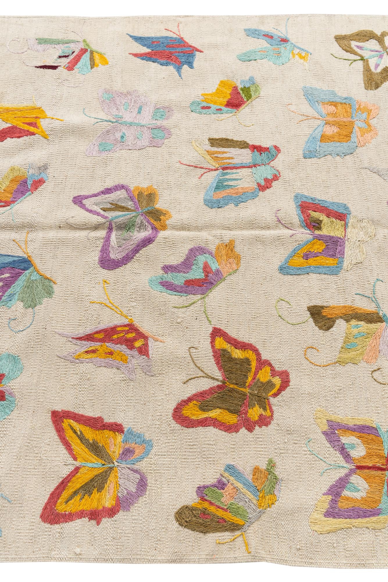 4' 5 x 5' 7 Hand Woven Kilim Suzani Wool Rug