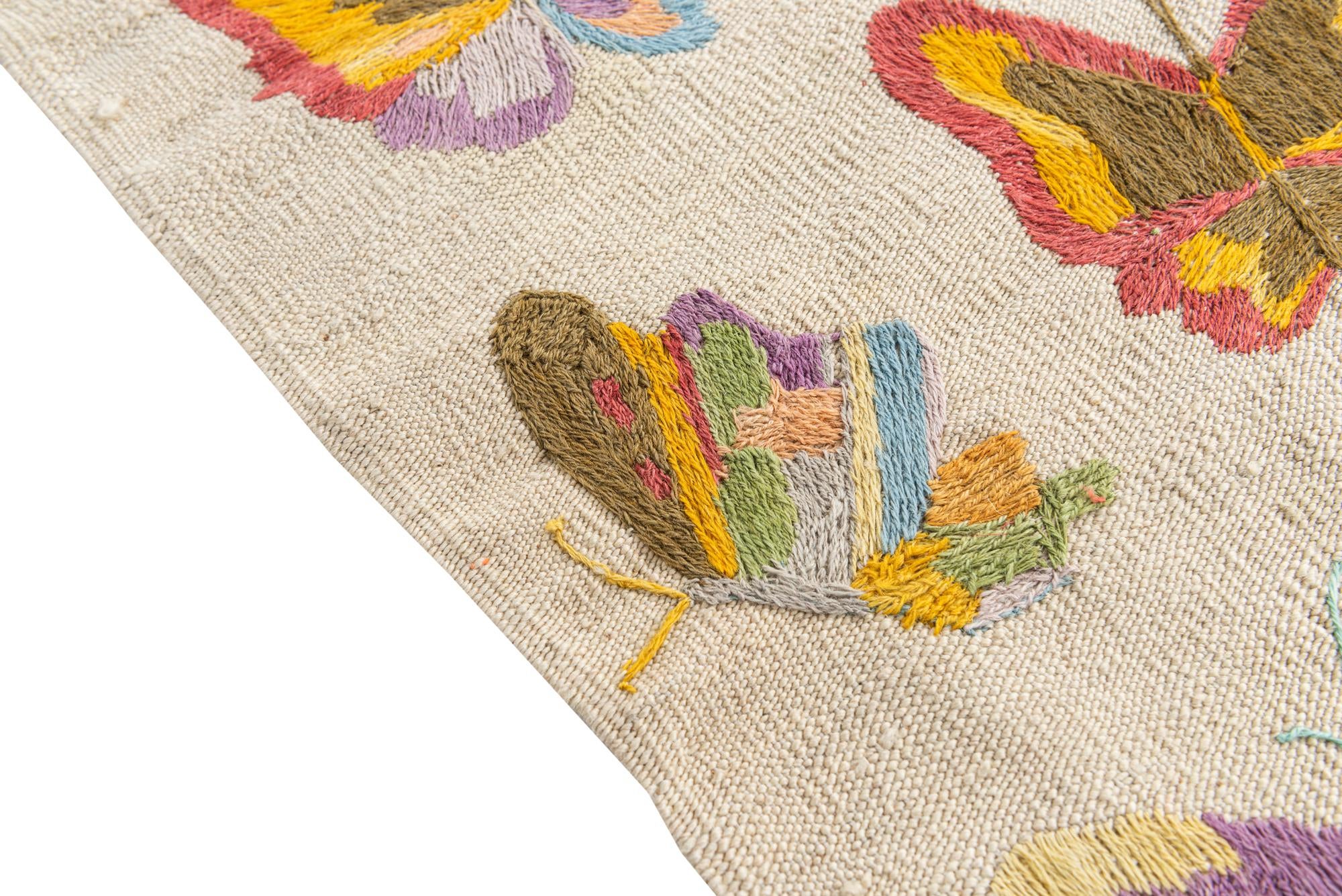 4' 5 x 5' 7 Hand Woven Kilim Suzani Wool Rug
