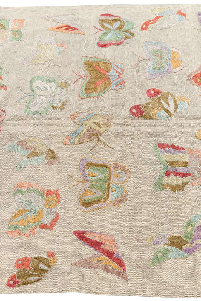 4' 3 x 5' 10 Hand Woven Kilim Suzani Wool Rug