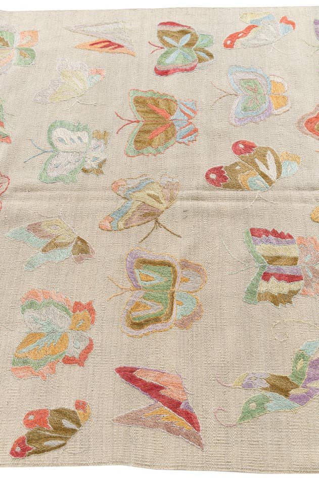 Detail image of 4' 3 x 5' 10 Hand Woven Kilim Suzani Wool Rug
