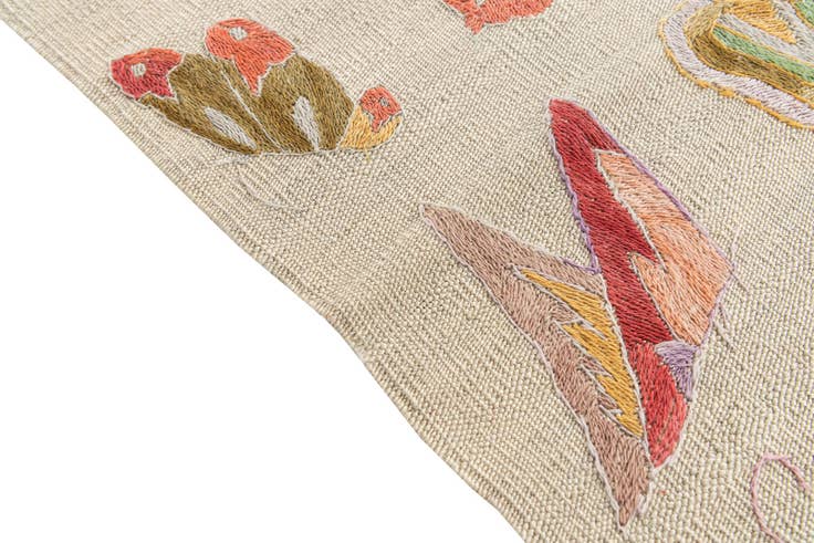 Detail image of 4' 3 x 5' 10 Hand Woven Kilim Suzani Wool Rug