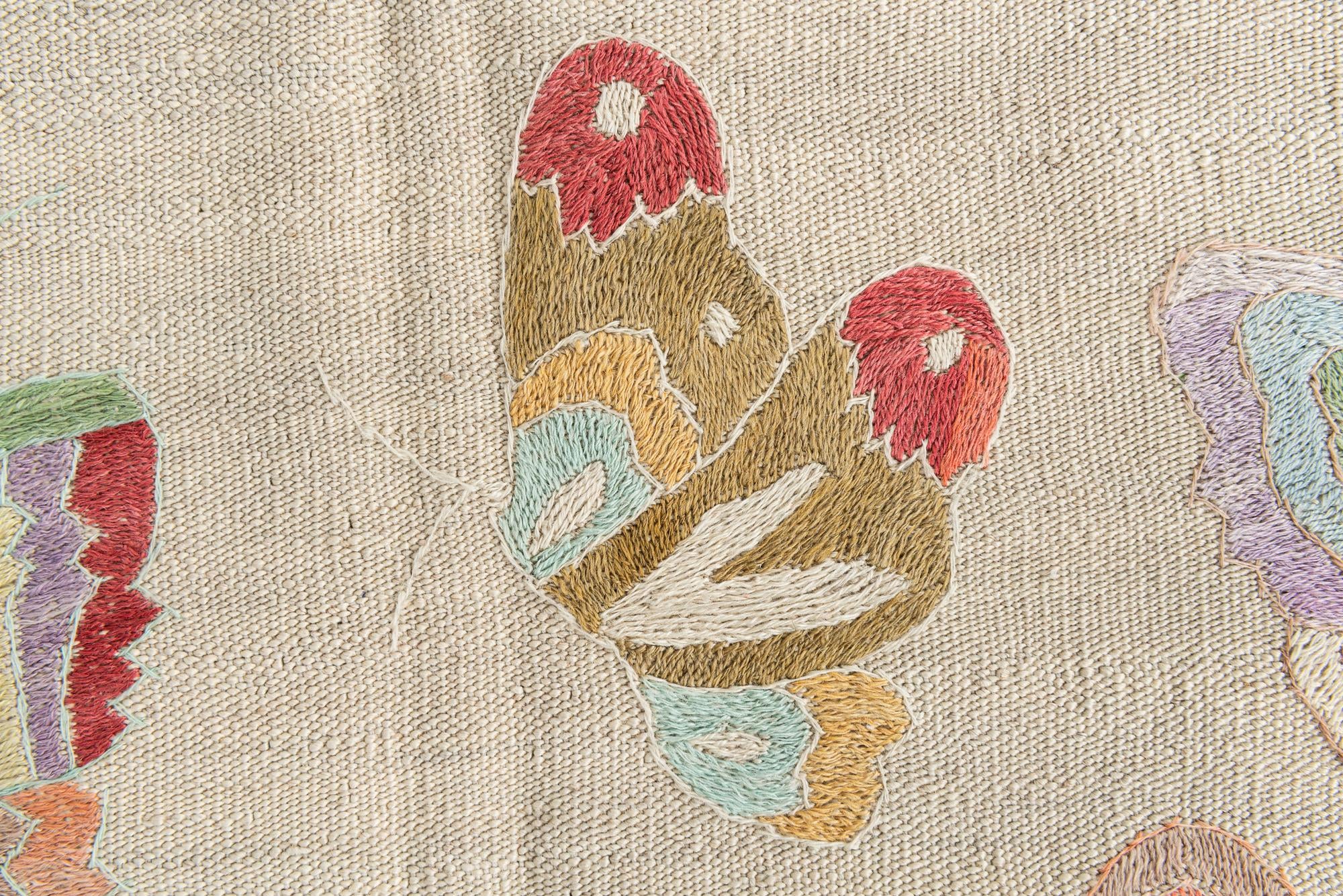 4' 3 x 5' 10 Hand Woven Kilim Suzani Wool Rug