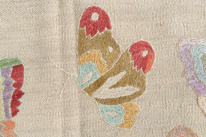 4' 3 x 5' 10 Hand Woven Kilim Suzani Wool Rug