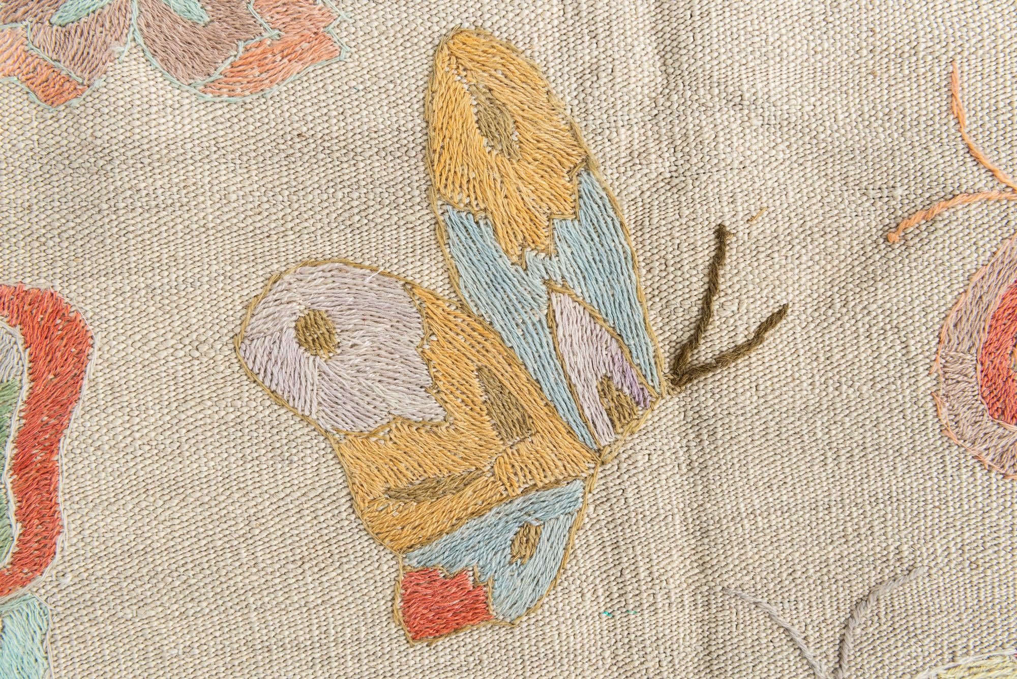 4' 3 x 5' 10 Hand Woven Kilim Suzani Wool Rug