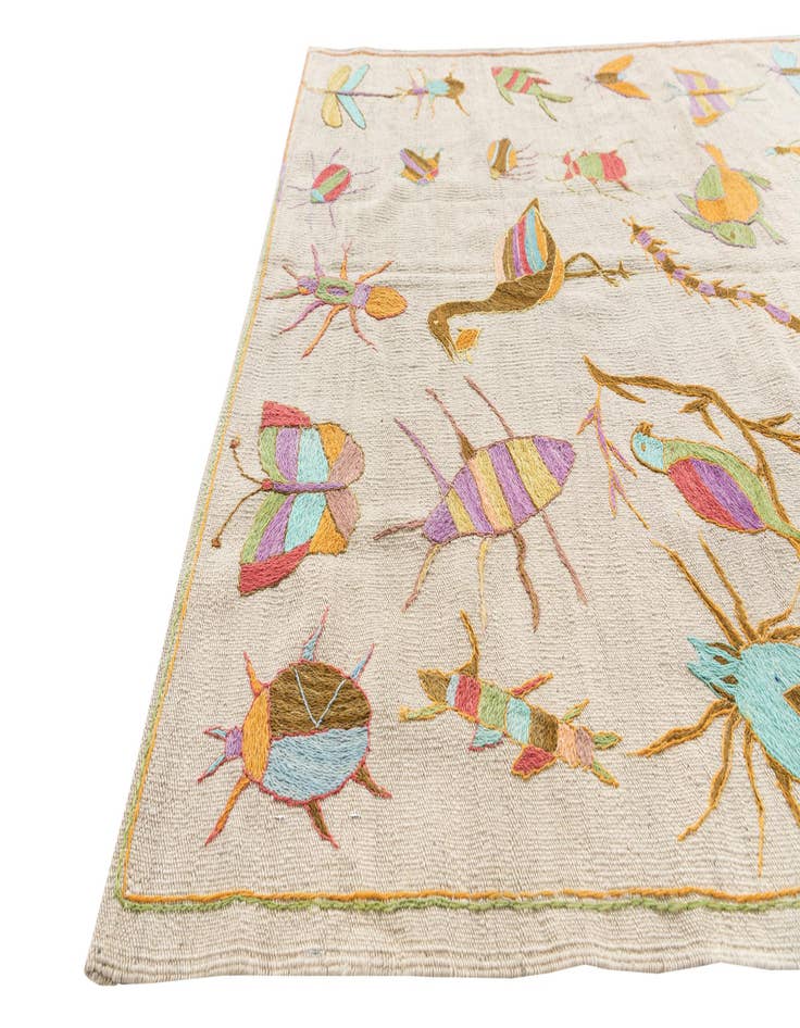 Detail image of 4' 2 x 5' 7  Hand Woven Kilim Suzani Wool Rug