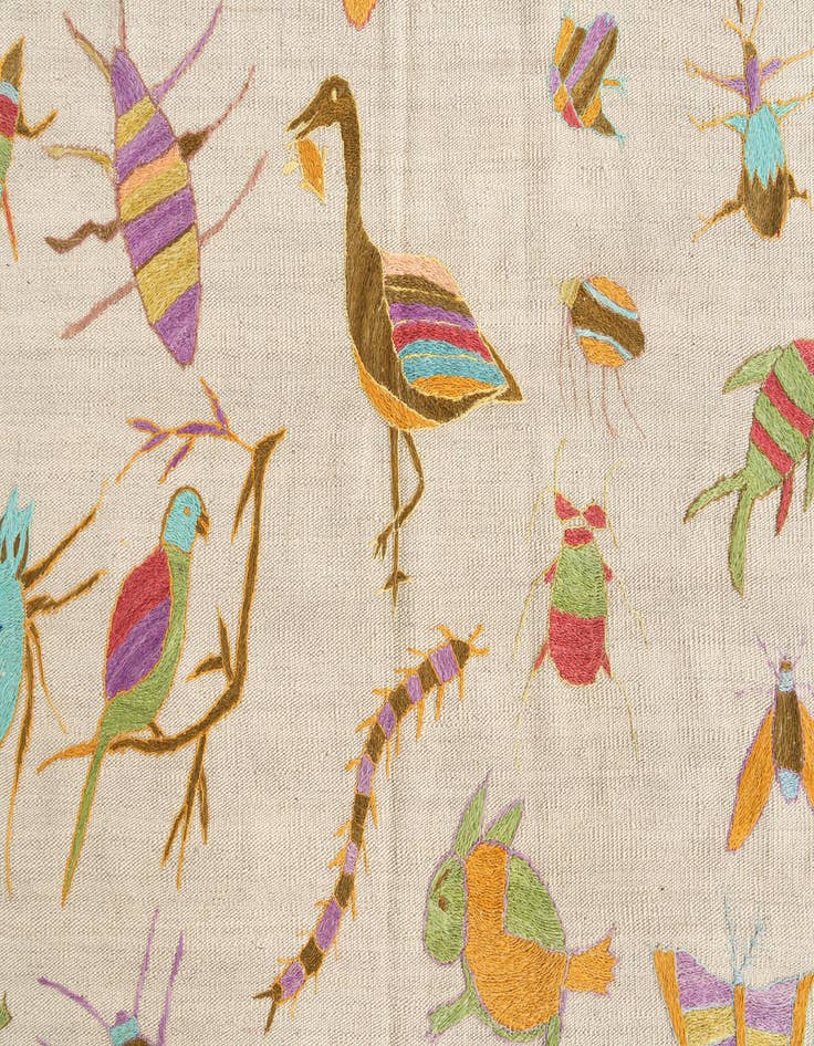 Detail image of 4' 2 x 5' 7  Hand Woven Kilim Suzani Wool Rug