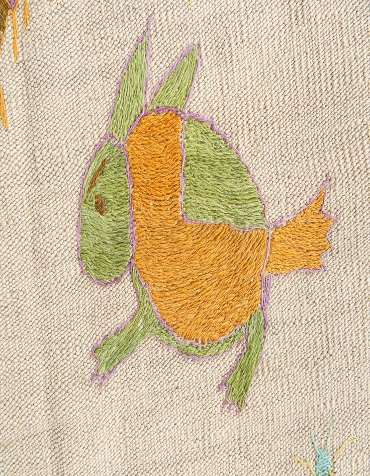 Detail image of 4' 2 x 5' 7  Hand Woven Kilim Suzani Wool Rug