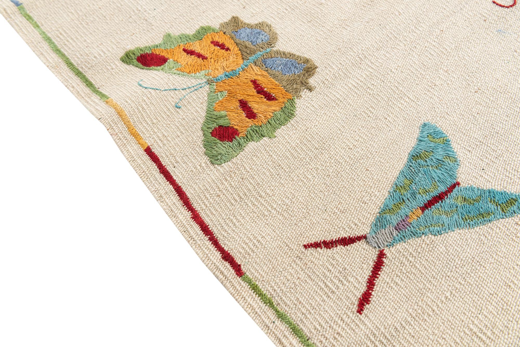 5' 1 x 6' 4 Hand Woven Kilim Suzani Wool Rug