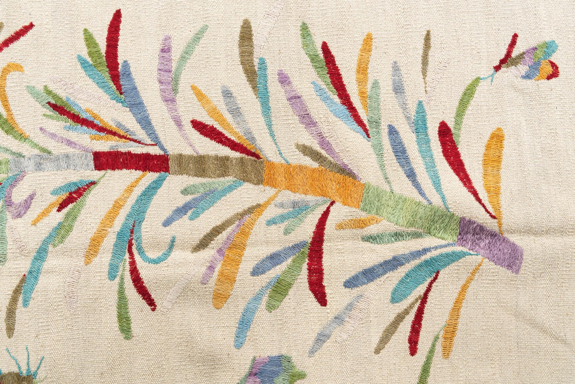 5' 1 x 6' 4 Hand Woven Kilim Suzani Wool Rug