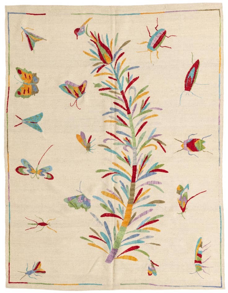 Detail image of 5' 1 x 6' 4 Hand Woven Kilim Suzani Wool Rug