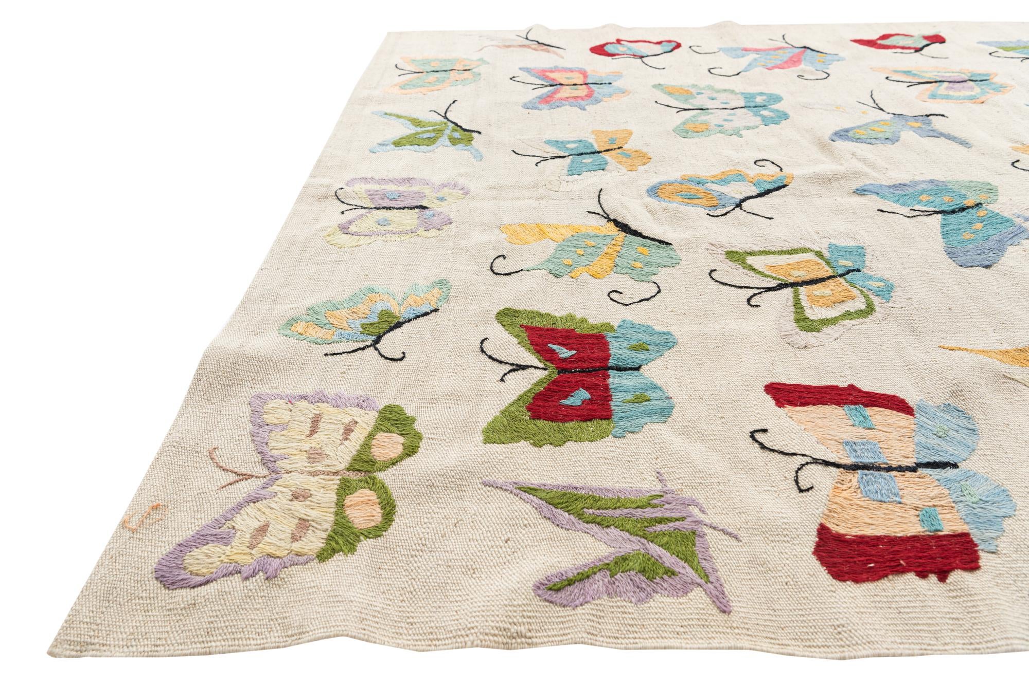 5' x 6' 3 Hand Woven Kilim Suzani Wool Rug