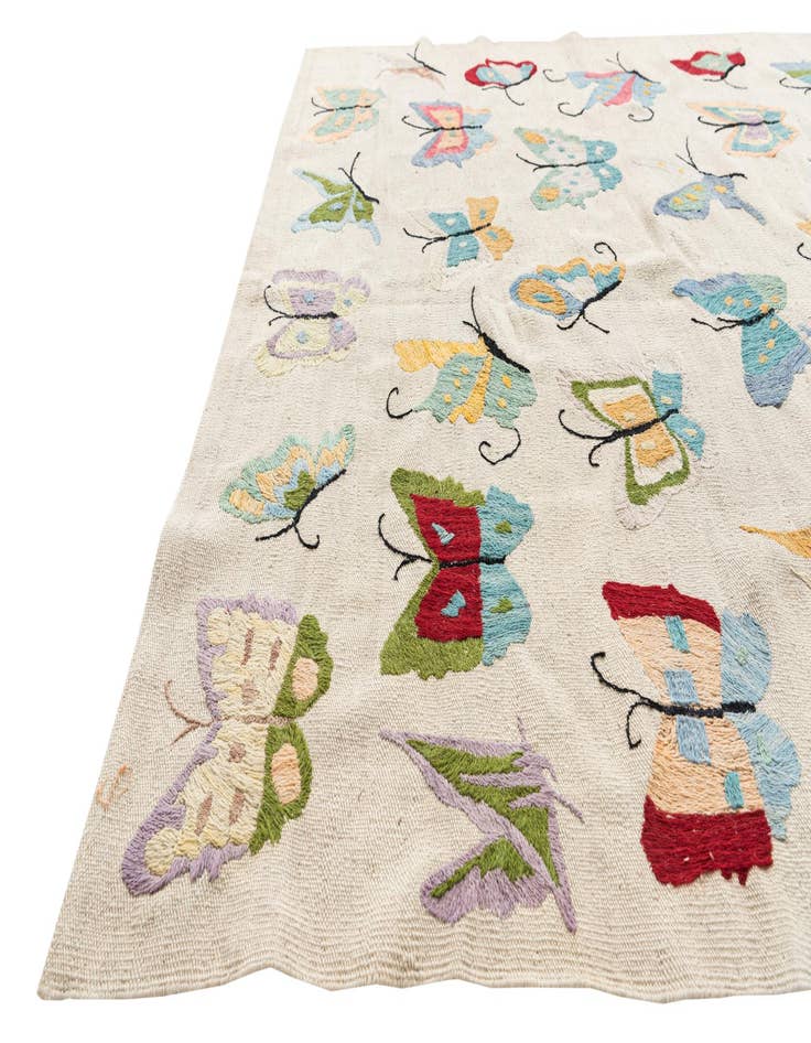 Detail image of 5' x 6' 3  Hand Woven Kilim Suzani Wool Rug