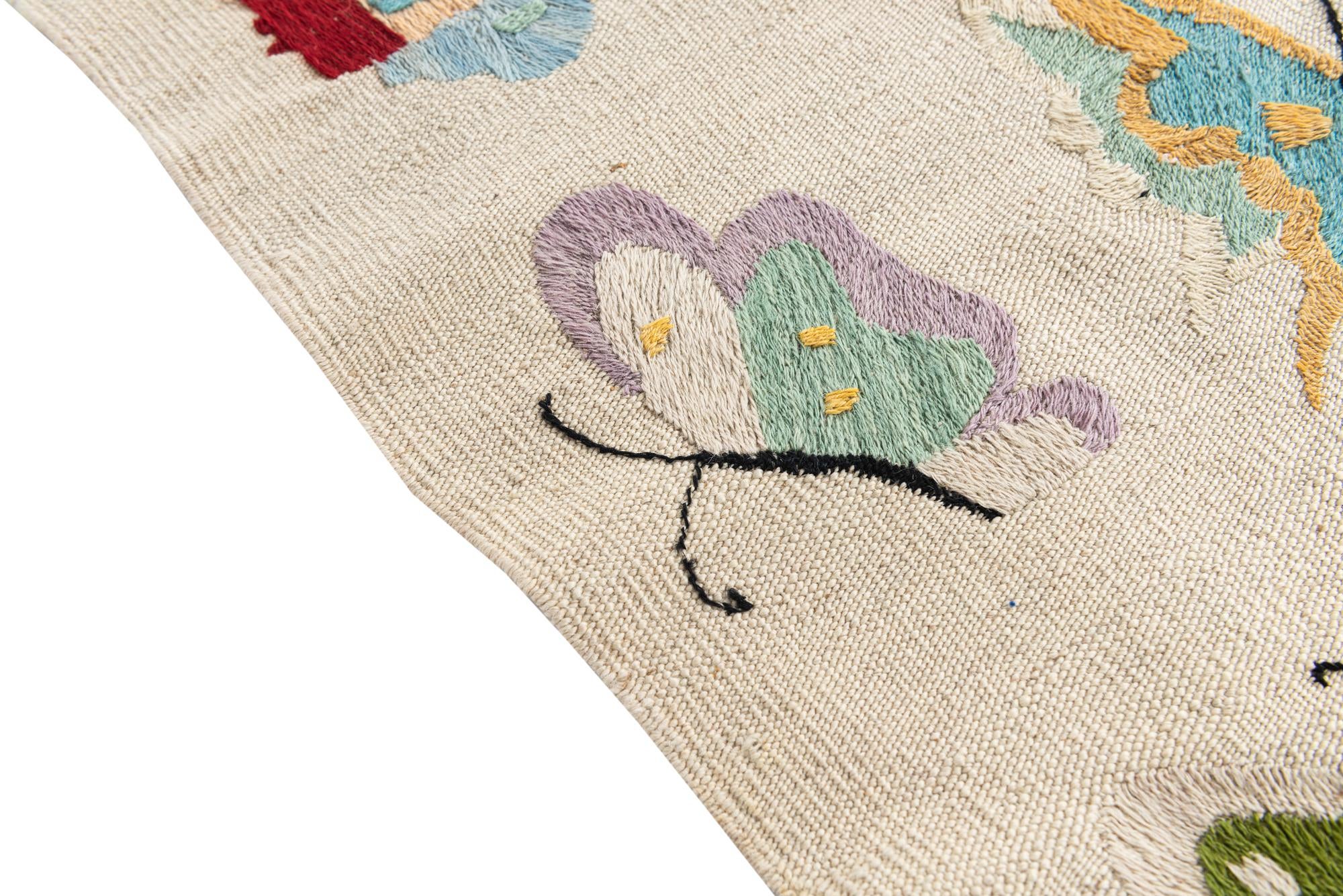 5' x 6' 3 Hand Woven Kilim Suzani Wool Rug