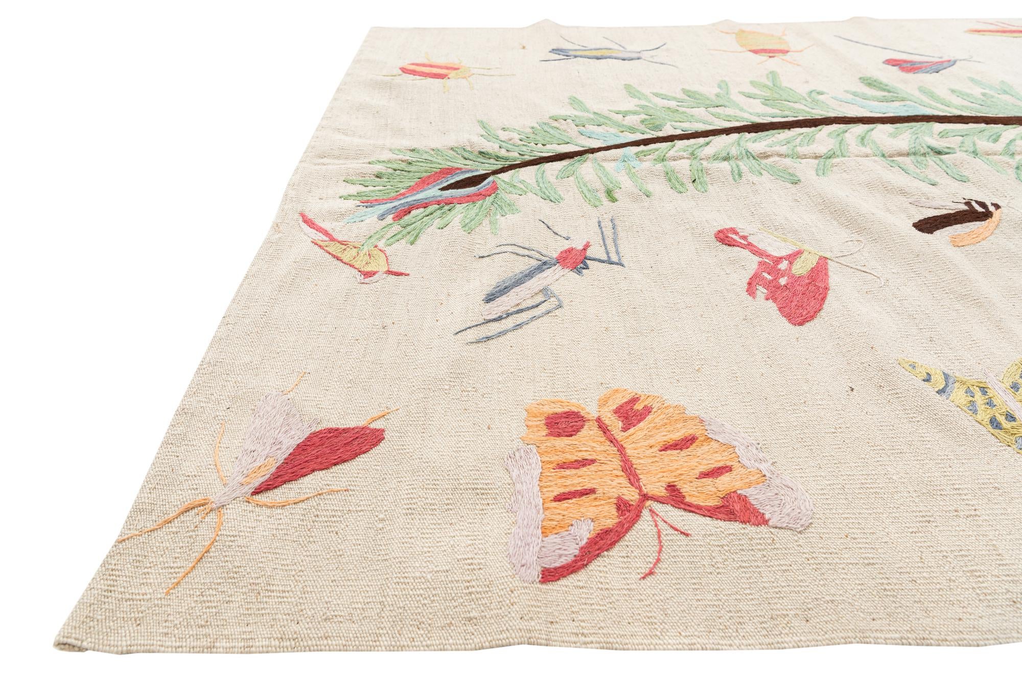5' 4 x 6' Hand Woven Kilim Suzani Wool Rug