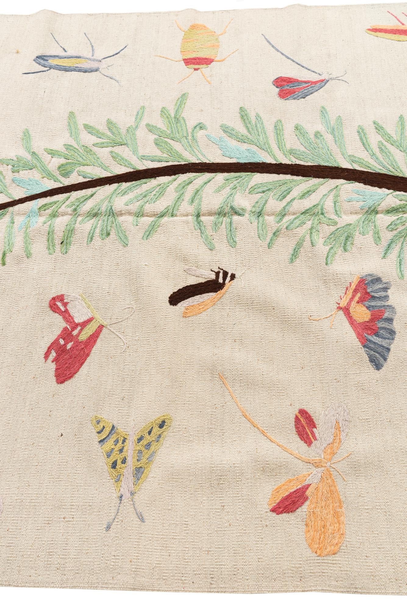5' 4 x 6' Hand Woven Kilim Suzani Wool Rug