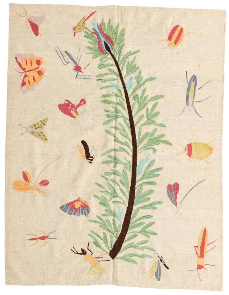 Detail image of 5' 4 x 6' Hand Woven Kilim Suzani Wool Rug