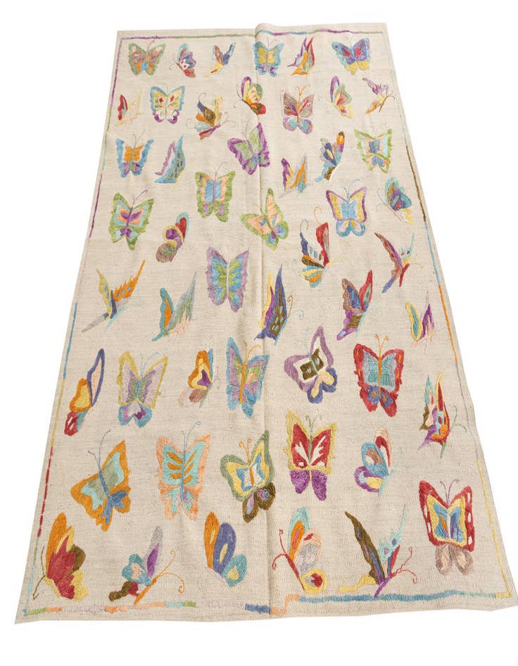 Detail image of 5' 5 x 6'  Hand Woven Kilim Suzani Wool Rug