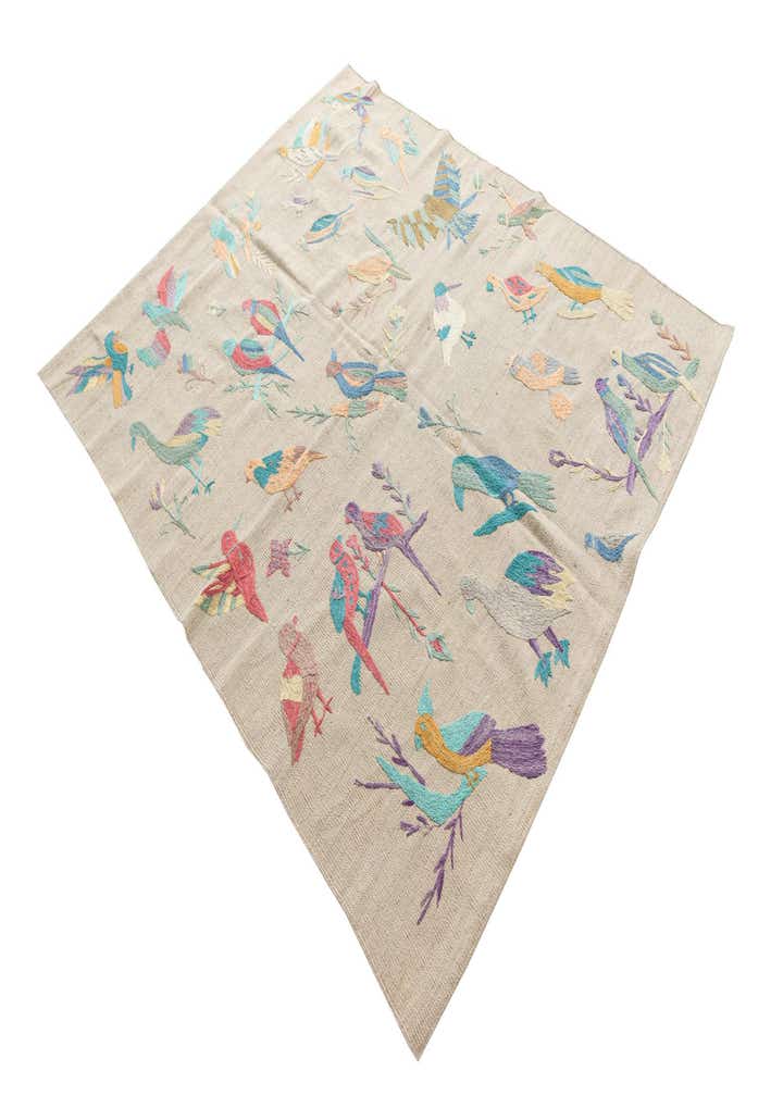 5' 2 x 6' 2 Hand Woven Kilim Suzani Wool Rug