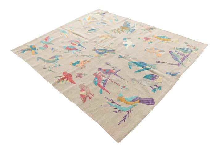 5' 2 x 6' 2 Hand Woven Kilim Suzani Wool Rug