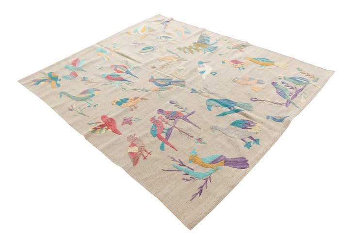 Detail image of 5' 2 x 6' 2 Hand Woven Kilim Suzani Wool Rug