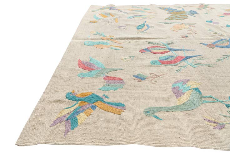 Detail image of 5' 2 x 6' 2 Hand Woven Kilim Suzani Wool Rug