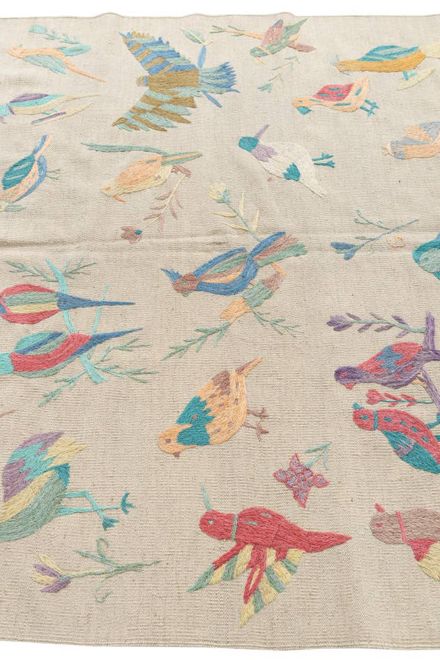 Detail image of 5' 2 x 6' 2 Hand Woven Kilim Suzani Wool Rug