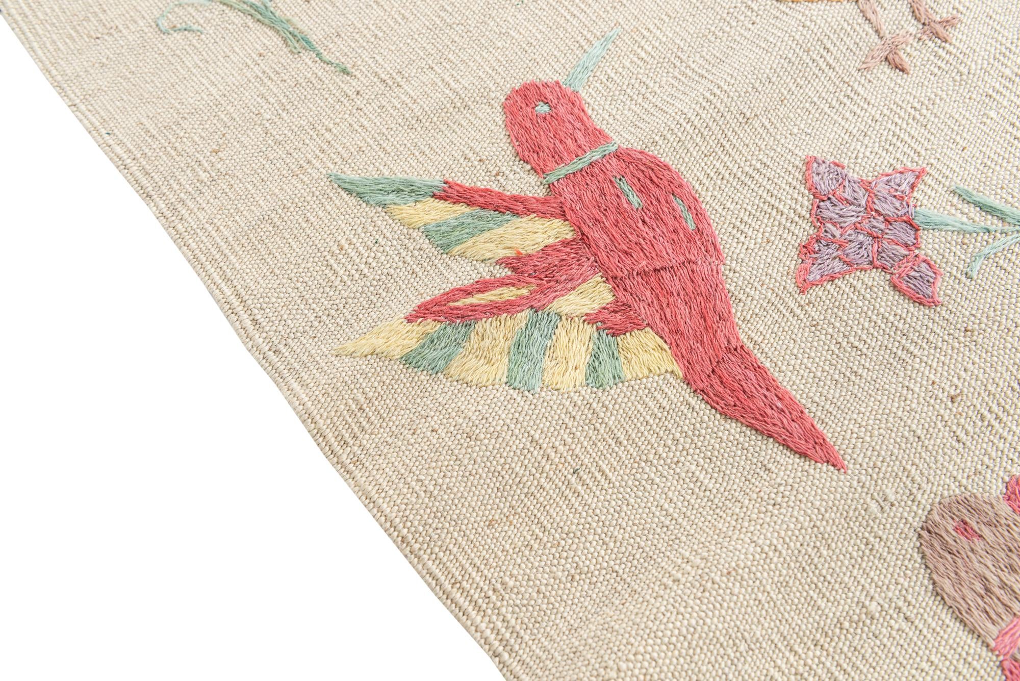 5' 2 x 6' 2 Hand Woven Kilim Suzani Wool Rug
