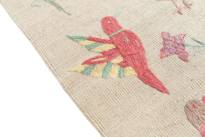 5' 2 x 6' 2 Hand Woven Kilim Suzani Wool Rug