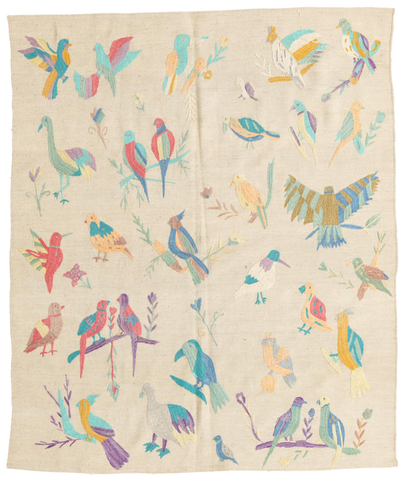 5' 2 x 6' 2 Hand Woven Kilim Suzani Wool Rug