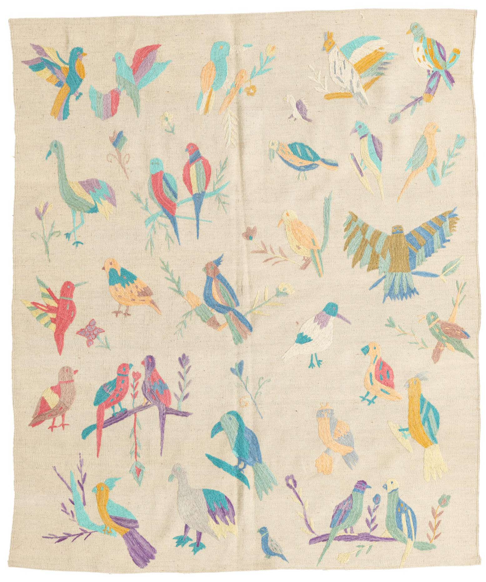 5' 2 x 6' 2 Hand Woven Kilim Suzani Wool Rug