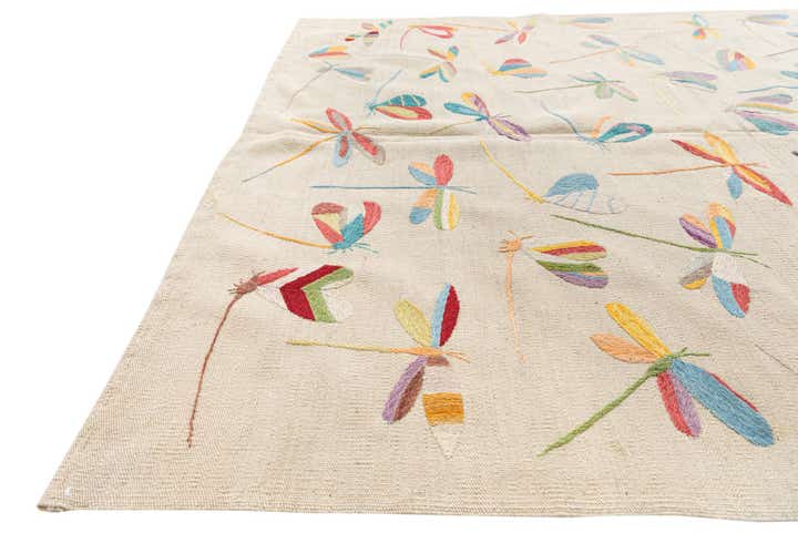 5' 1 x 6' 2 Hand Woven Kilim Suzani Wool Rug