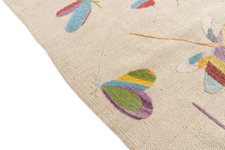 5' 1 x 6' 2 Hand Woven Kilim Suzani Wool Rug