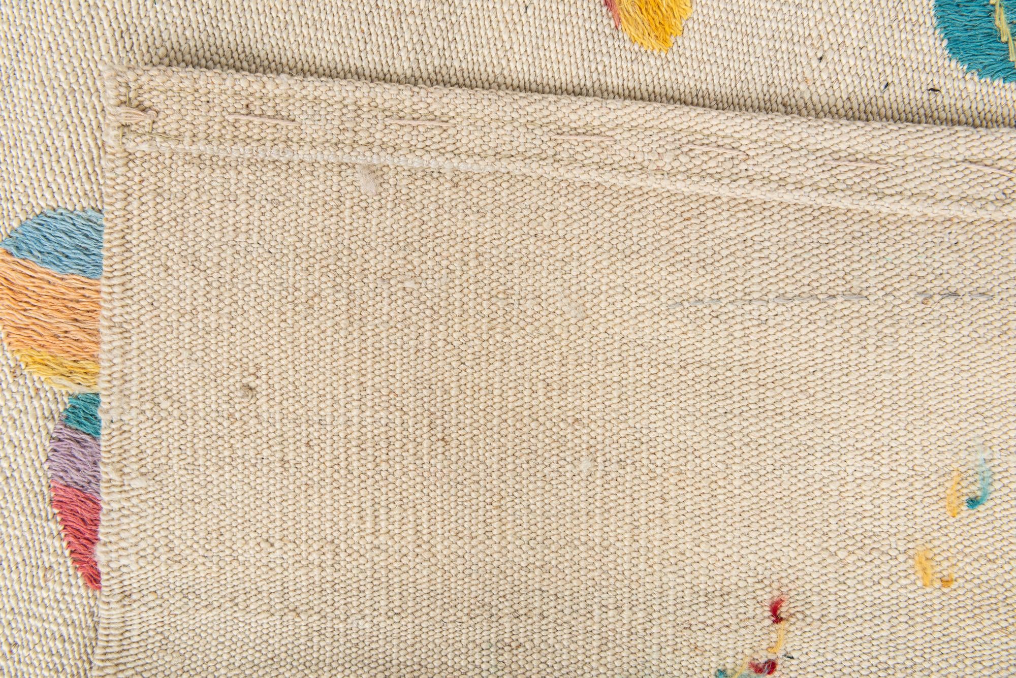5' 1 x 6' 2 Hand Woven Kilim Suzani Wool Rug