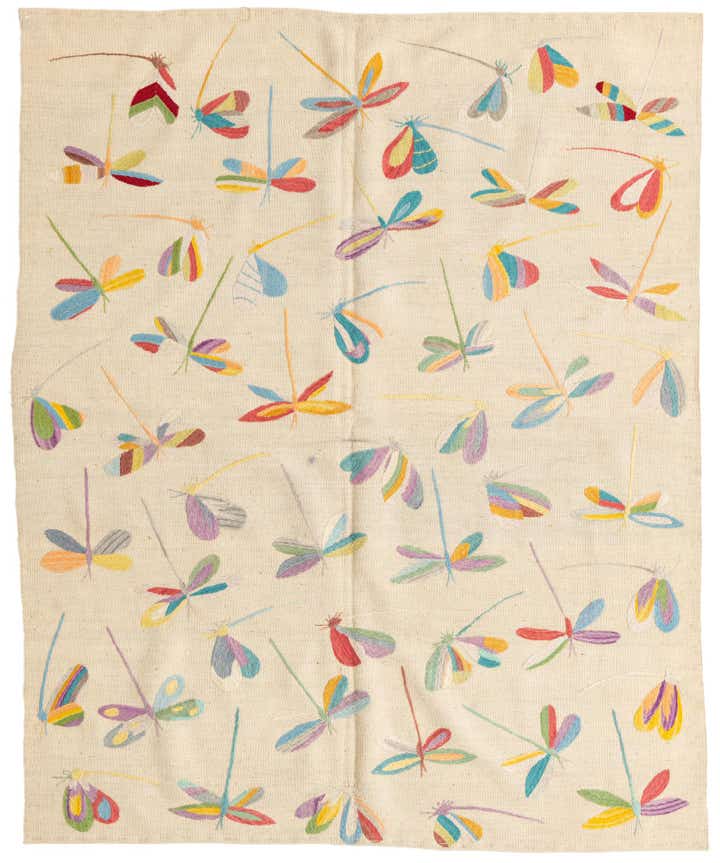 5' 1 x 6' 2 Hand Woven Kilim Suzani Wool Rug