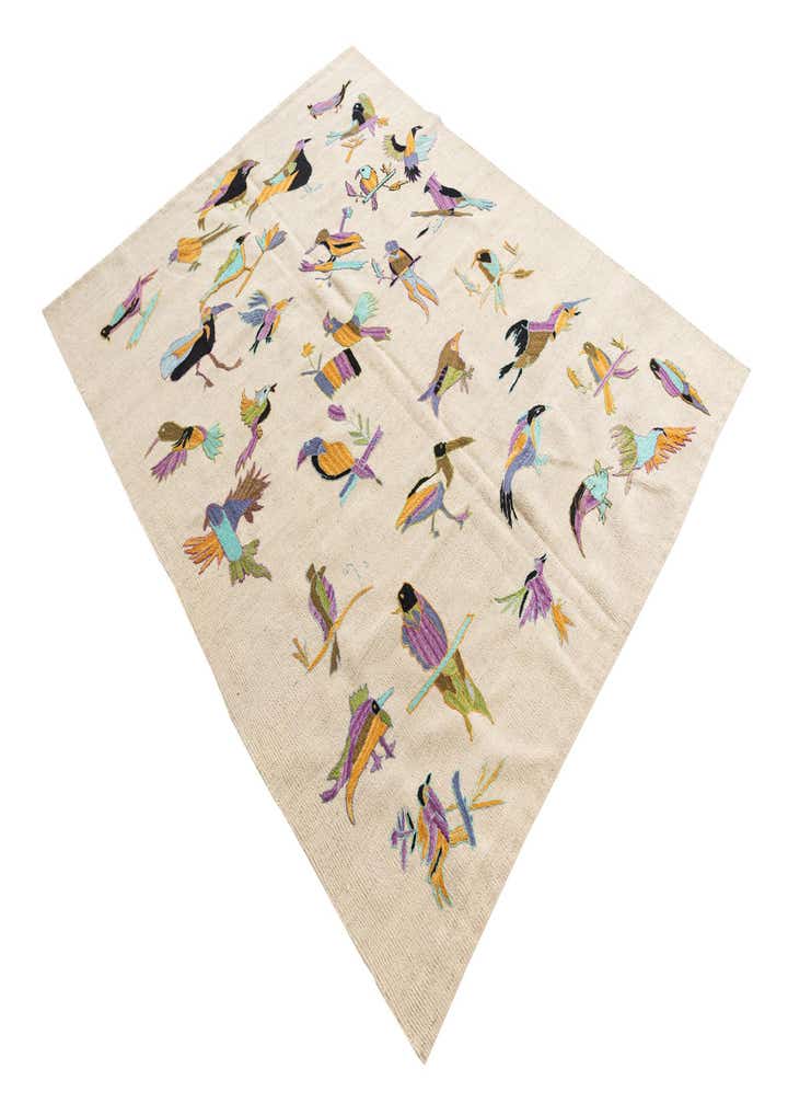 5' 1 x 6' 6 Hand Woven Kilim Suzani Wool Rug